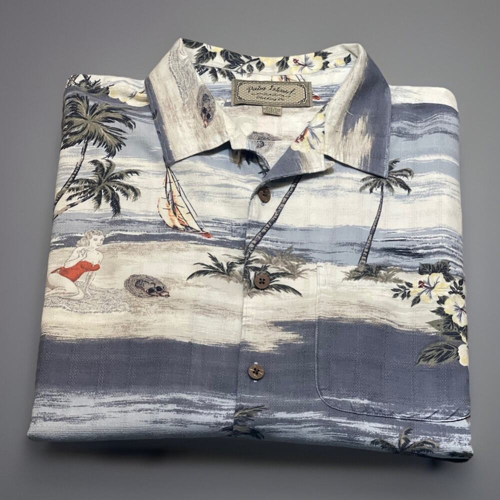 Palm Island Clothing Co. Men's Hawaiian Shirt Mens Large Blue Multicolor